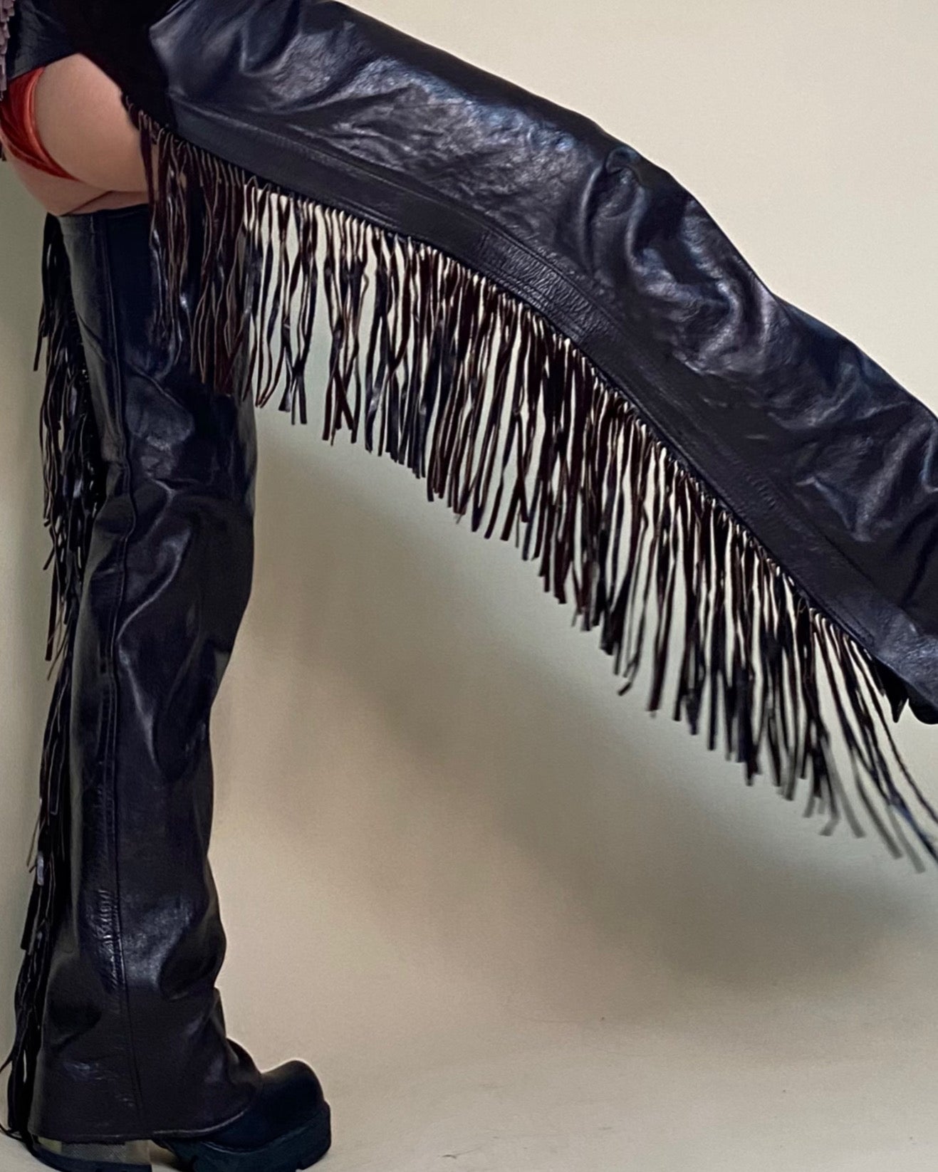 Vintage 1970s Leather / Suede fringe Chaps