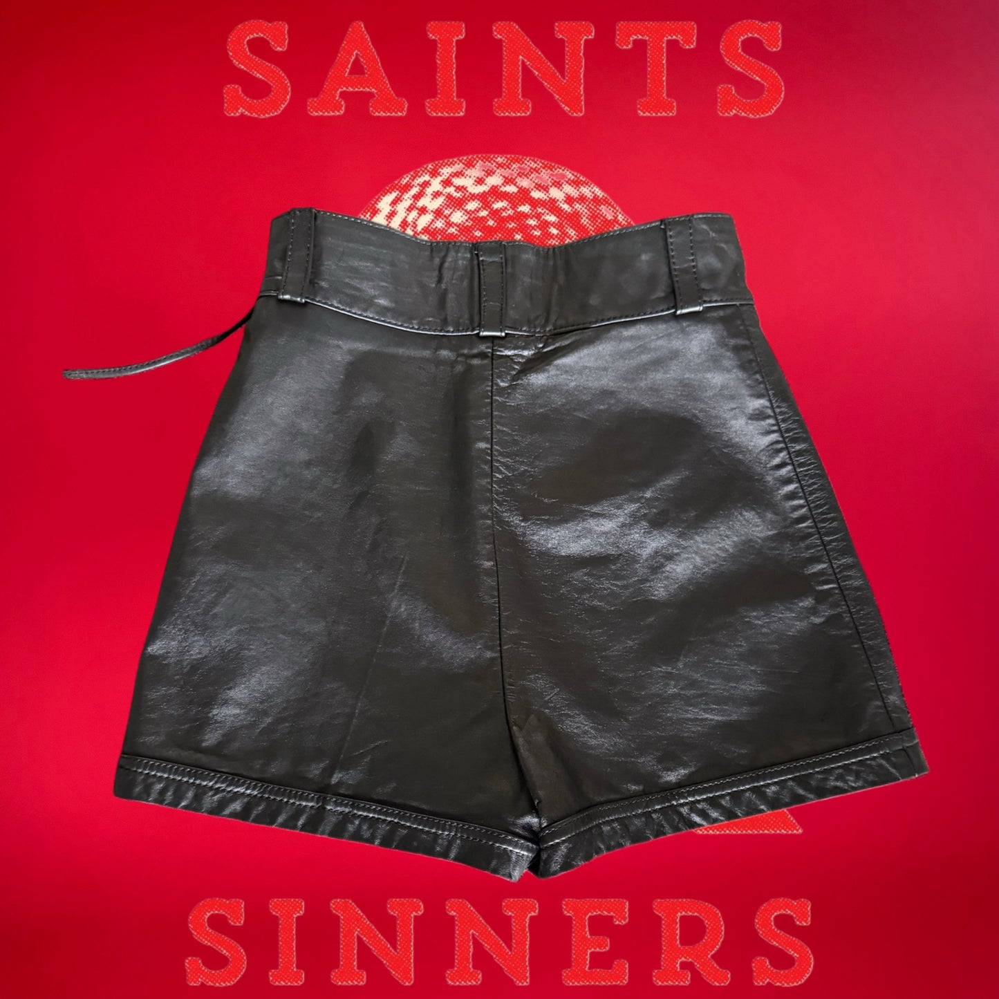 70s LEATHER LACE UP HOT PANTS / SHORTS