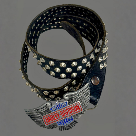 1980s Harley Davidson leather studded belt