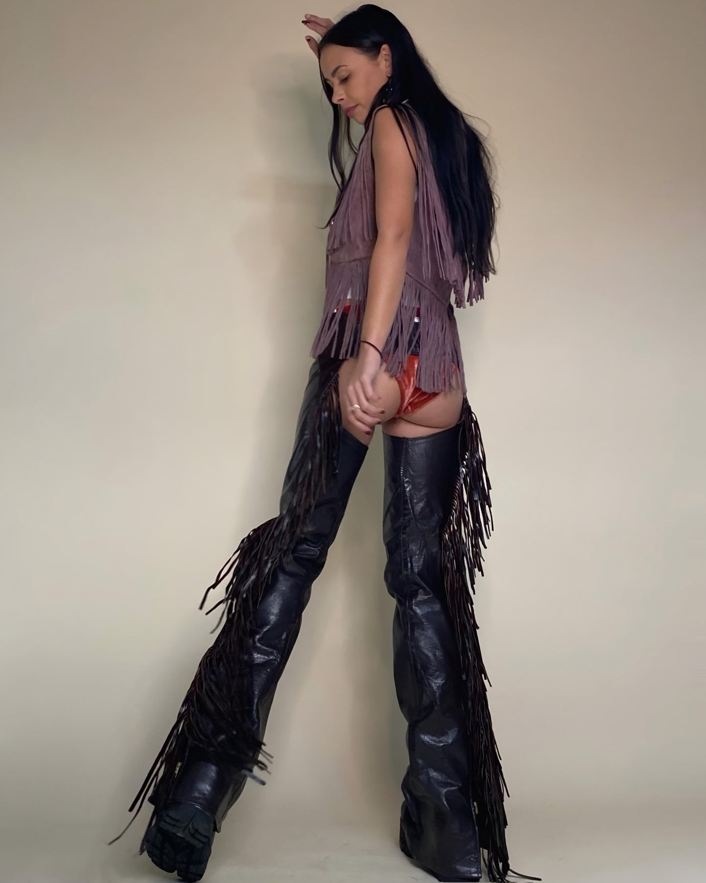 Vintage 1970s Leather / Suede fringe Chaps