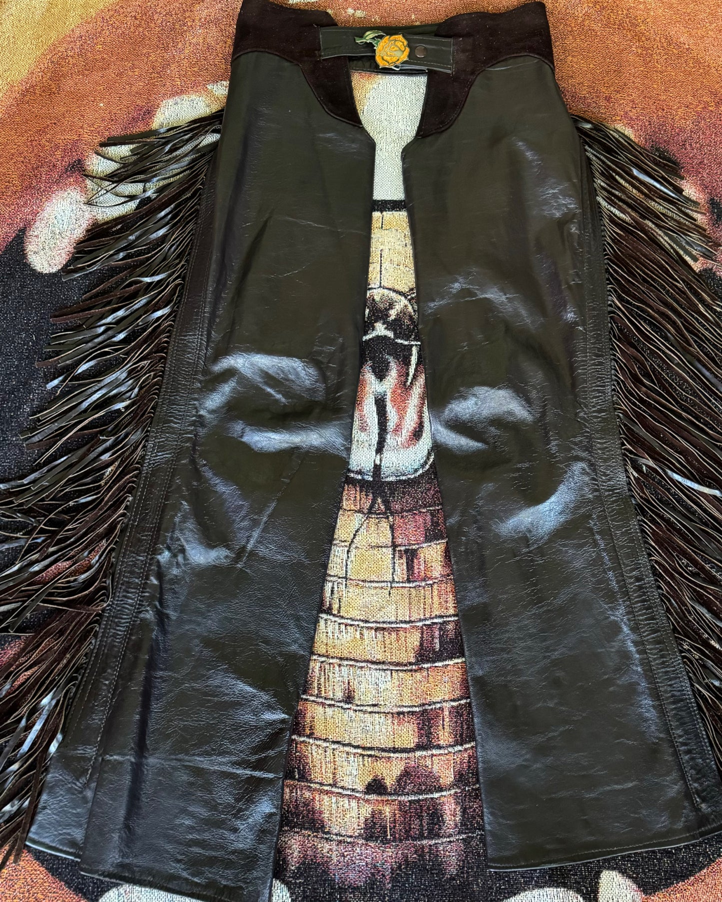 Vintage 1970s Leather / Suede fringe Chaps