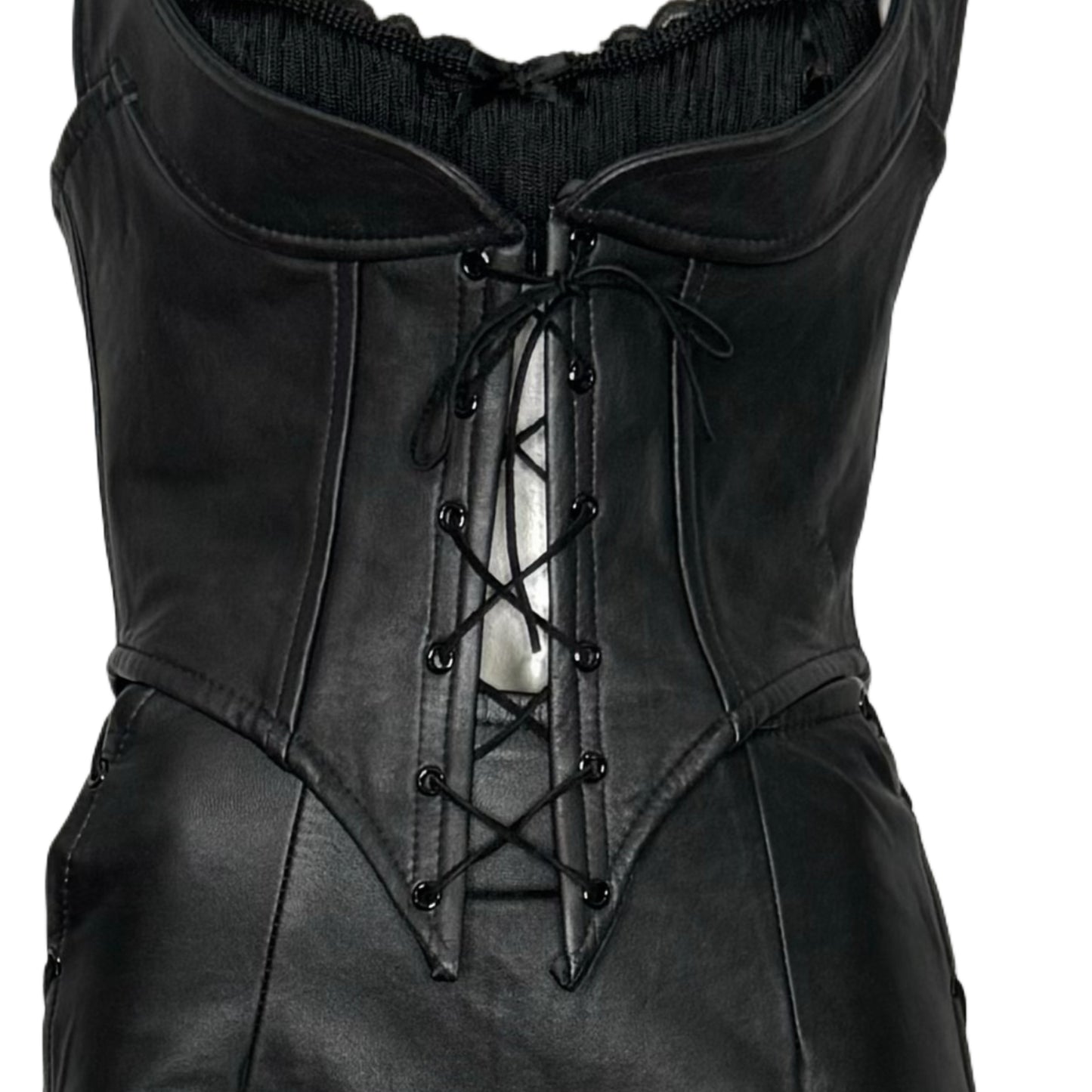 Vintage leather corset top & skirt