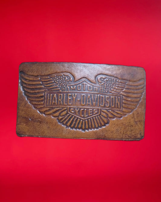 Vintage Leather Harley Davidson Belt Buckle