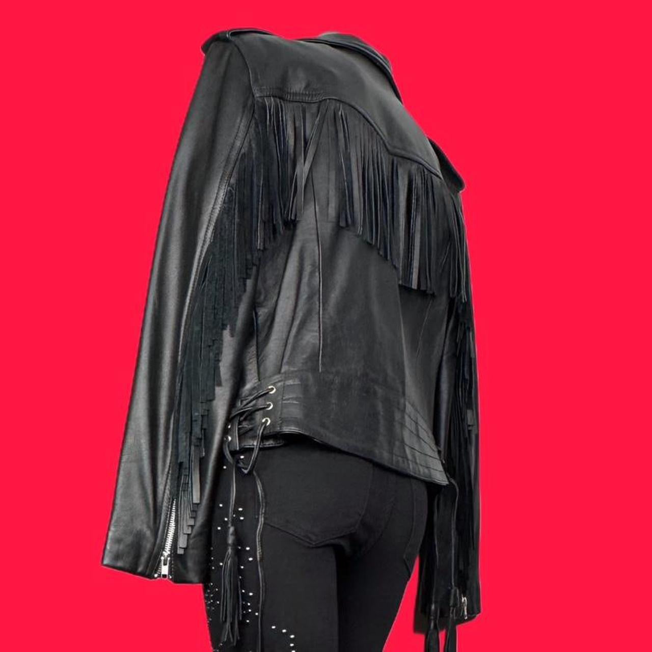 Custom made - Black leather western motorcycle jacket