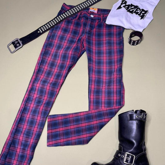 Vintage plaid / tartan punk jeans