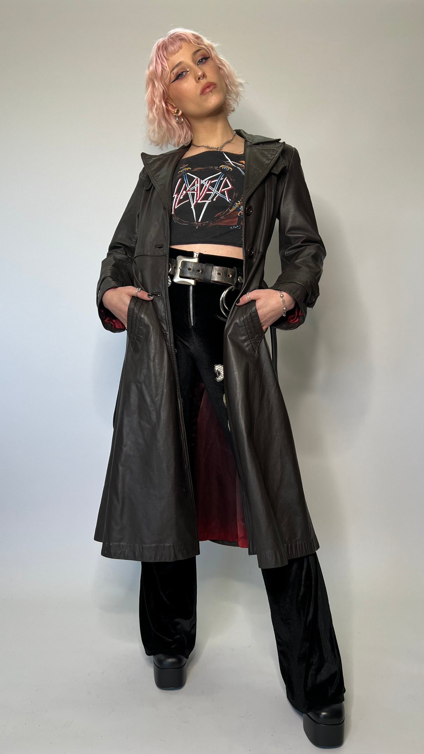 SUPER 70s LEATHER TRENCH COAT