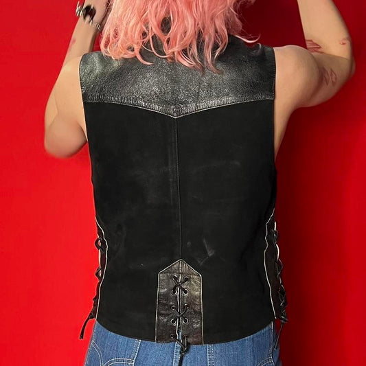Western Biker Suede Leather Vest