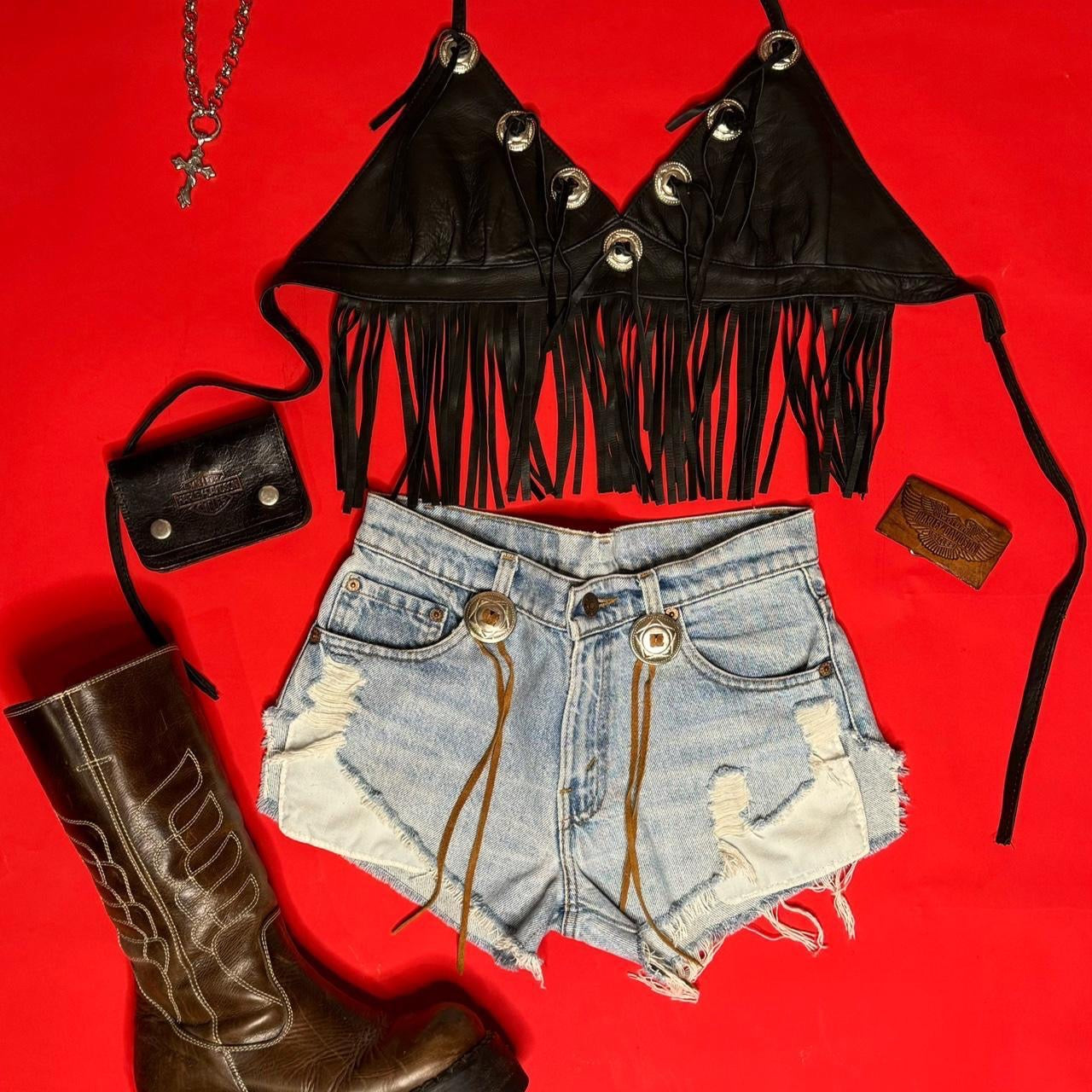 Levis Vintage Denim Concho Booty Shorts