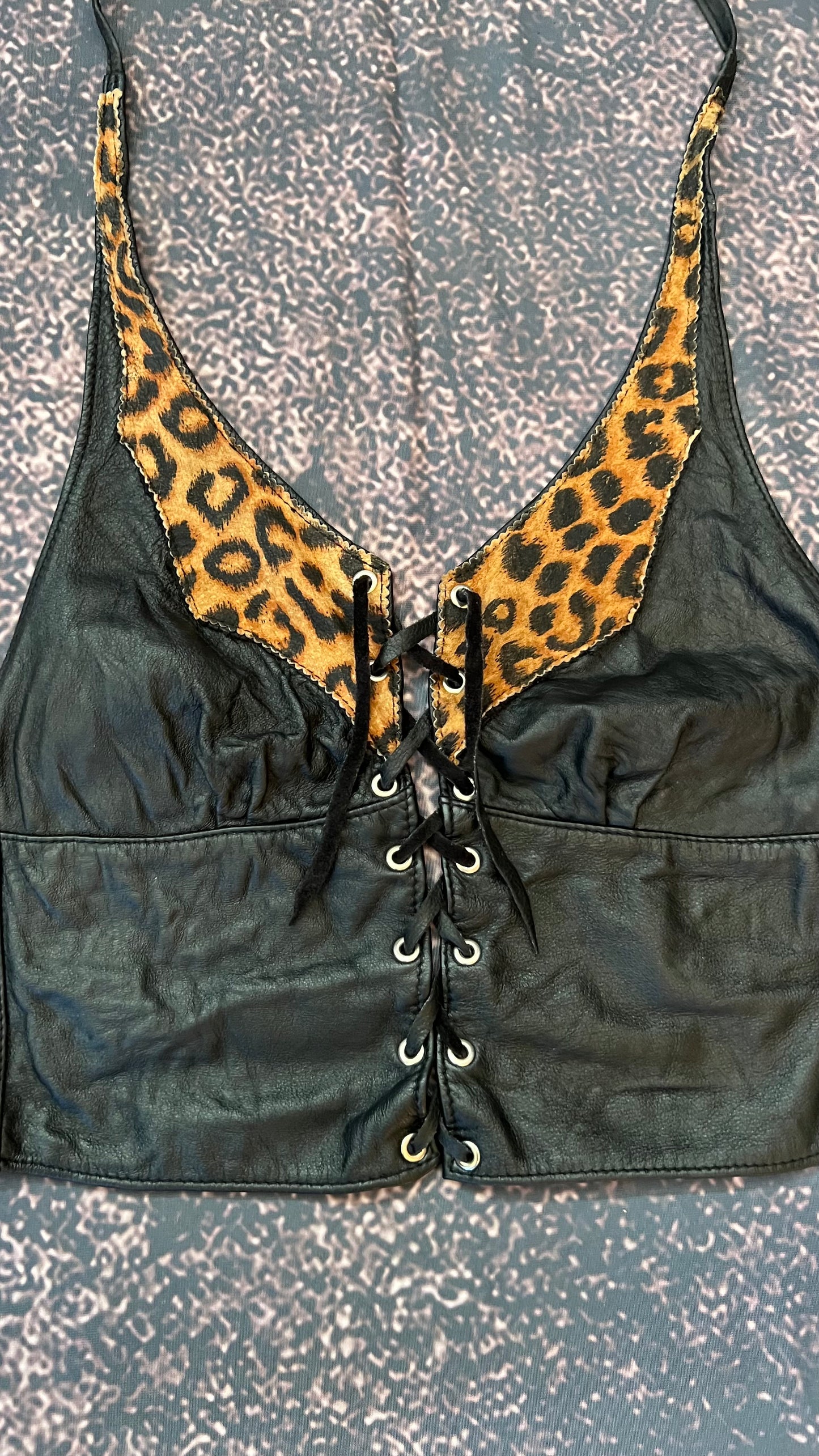 VINTAGE LEATHER HALTER TOP