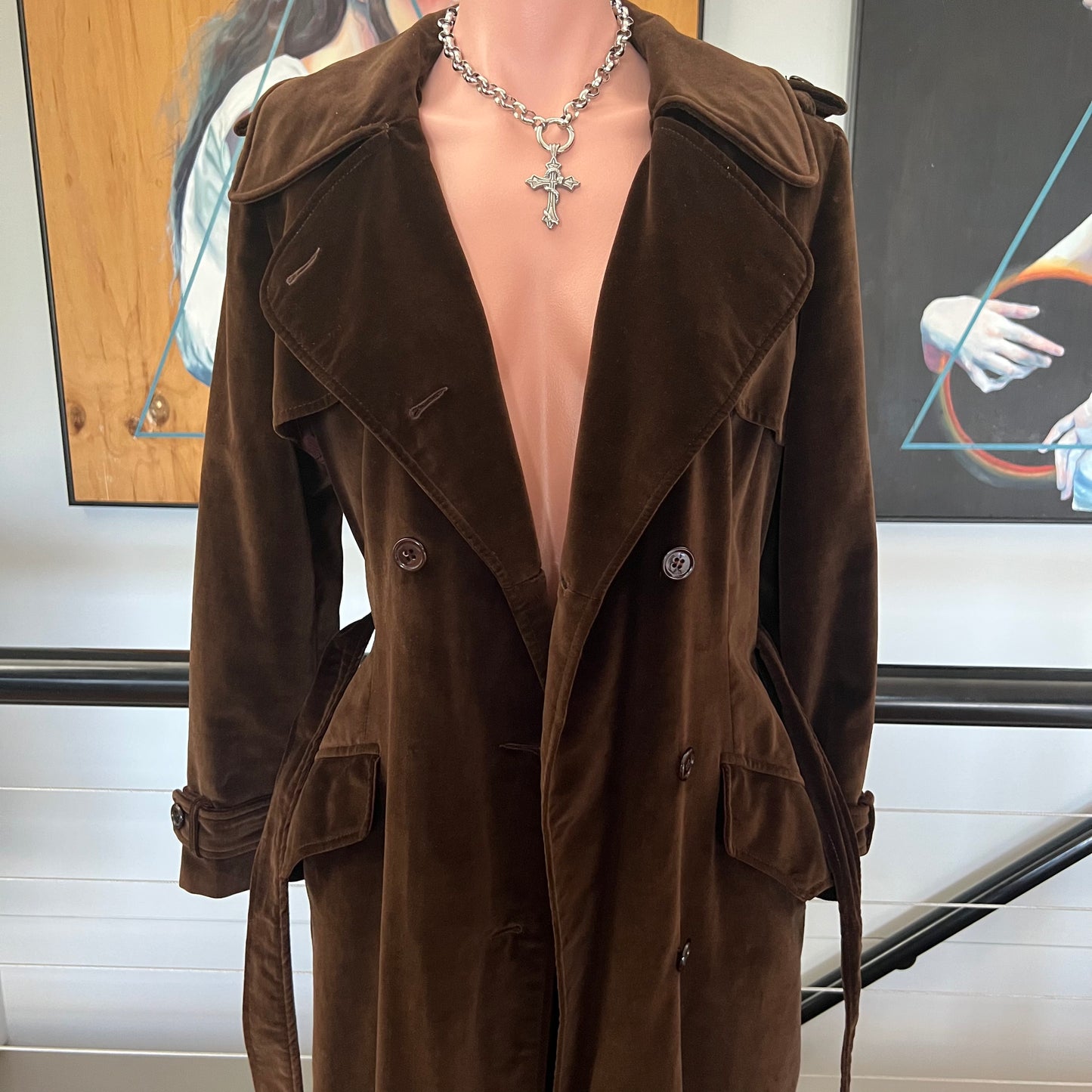1960's CALVIN KLEIN Designer Velvet Trench Coat