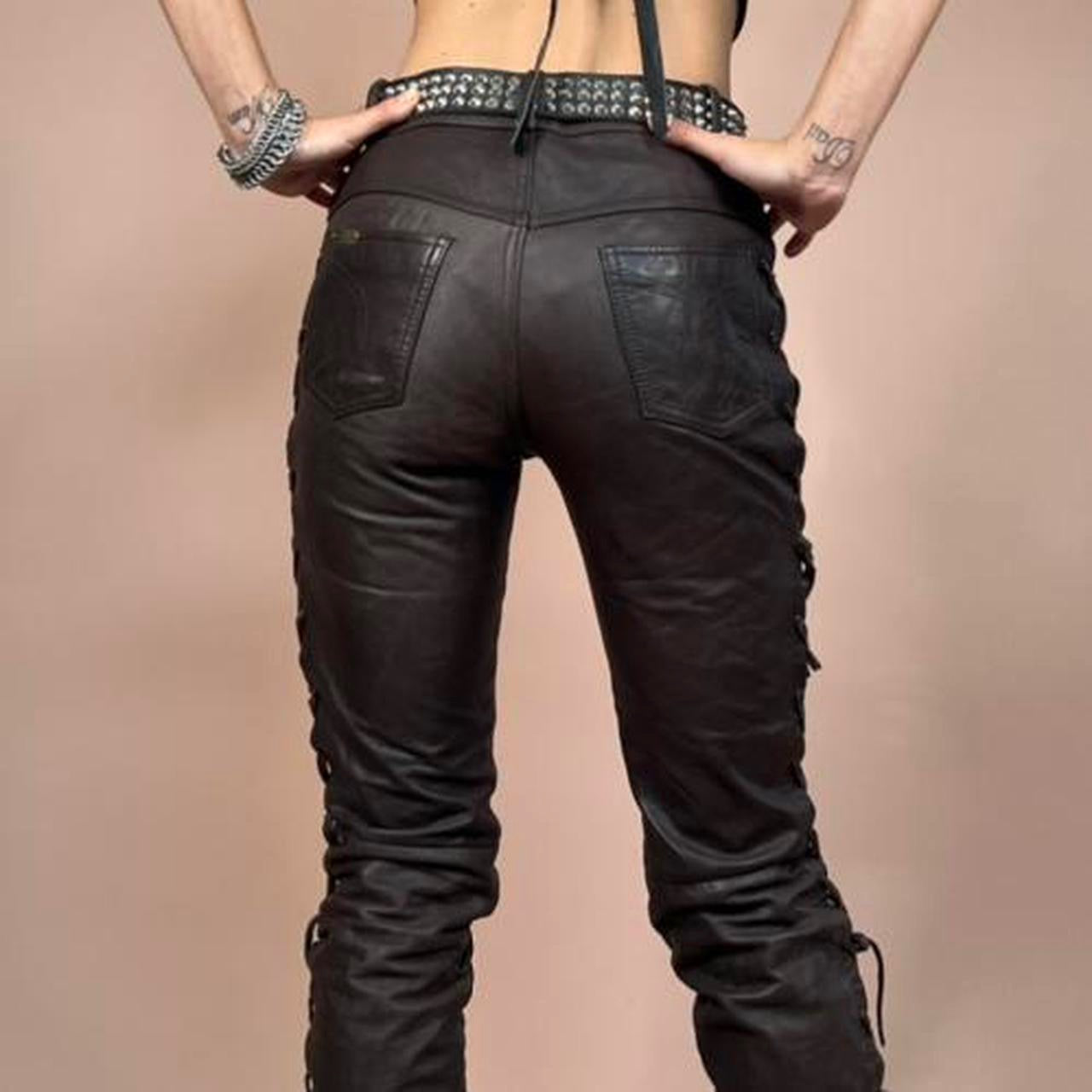 Vintage leather lace up pants