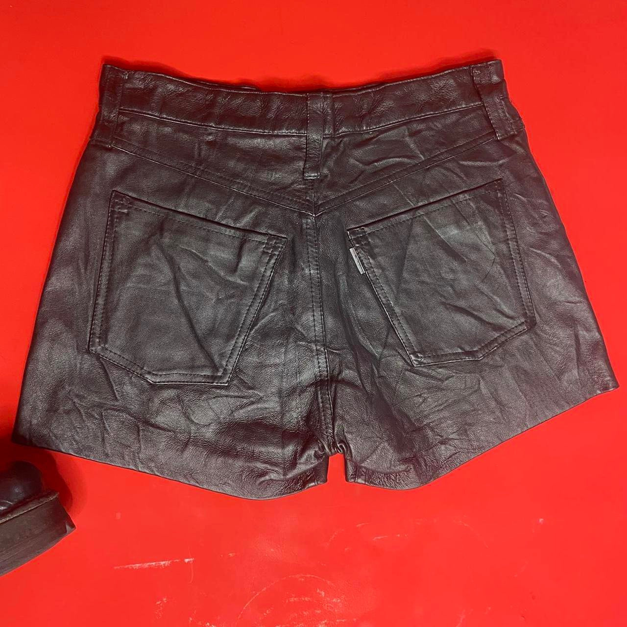 Black leather shorts