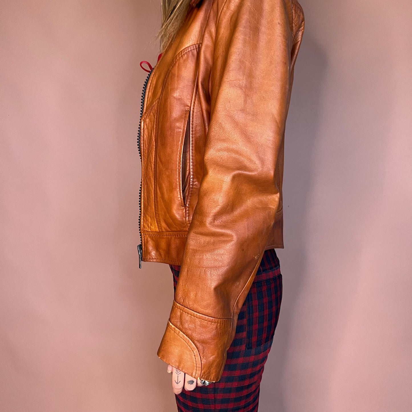 Classic 1970s tan leather jacket