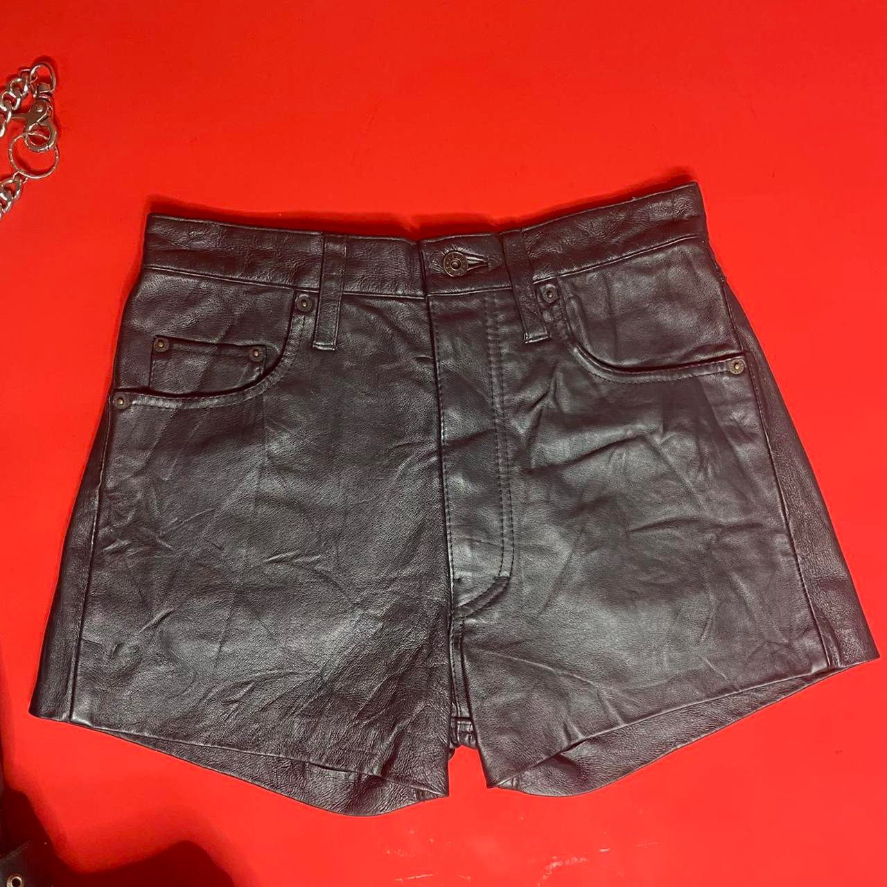 Black leather shorts