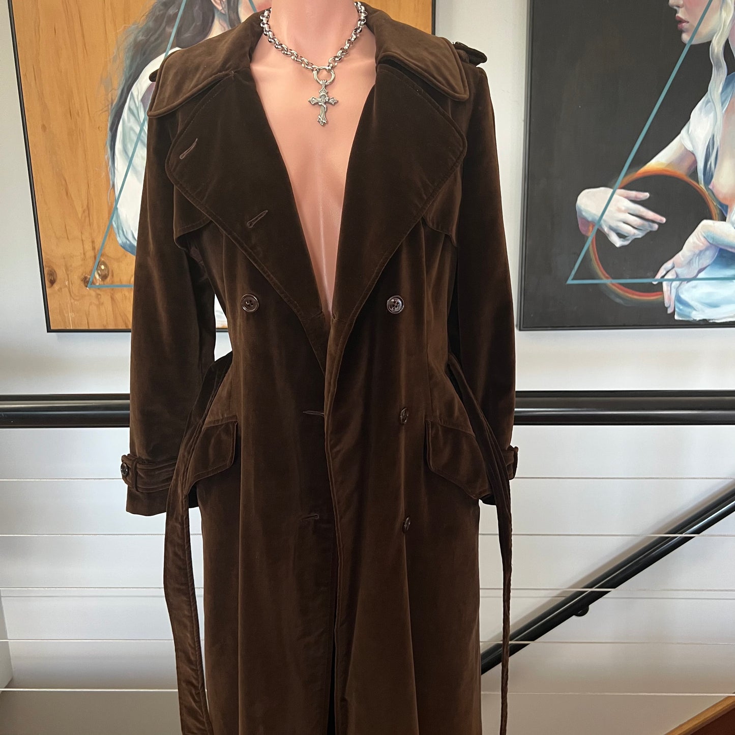 1960's CALVIN KLEIN Designer Velvet Trench Coat