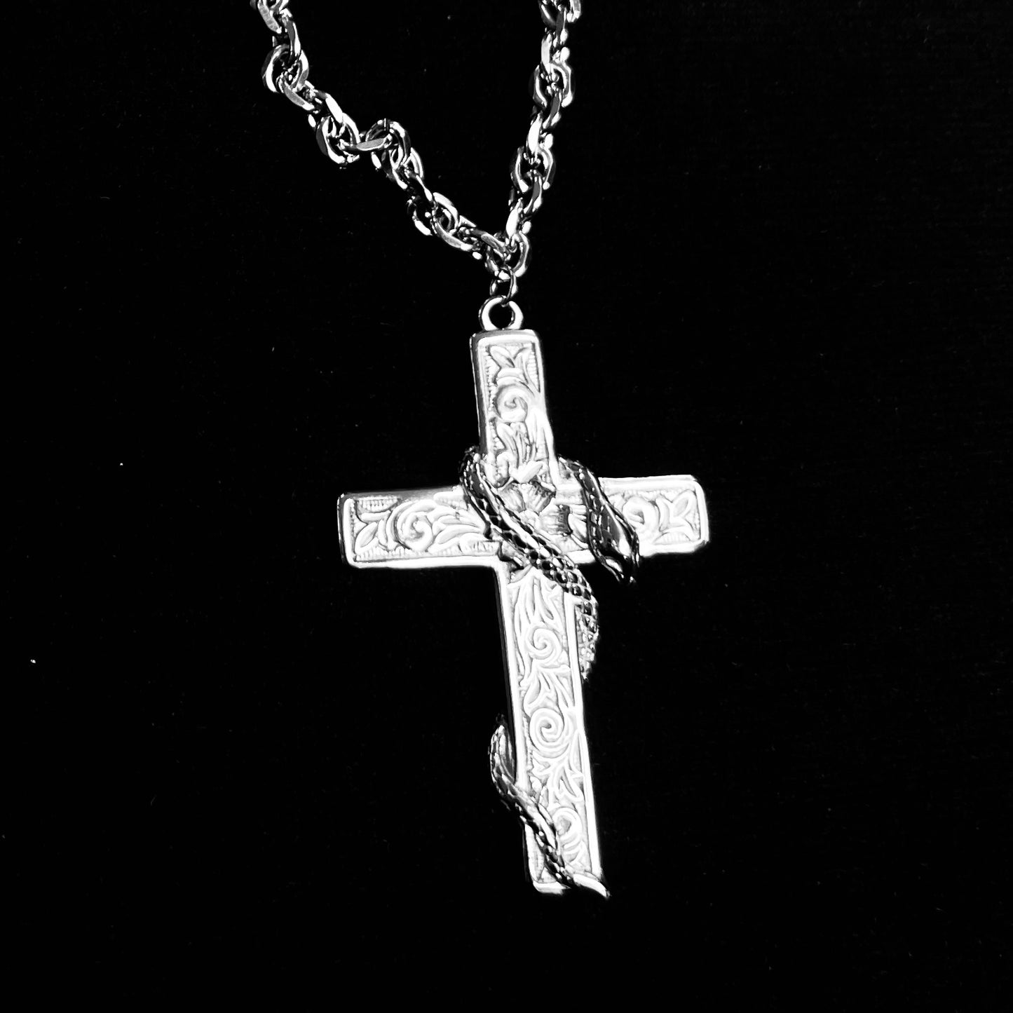 CRUCIFIED SERPENT NECKLACE