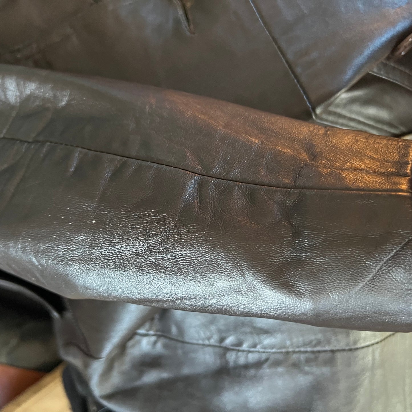 Vintage brown leather spy trench coat