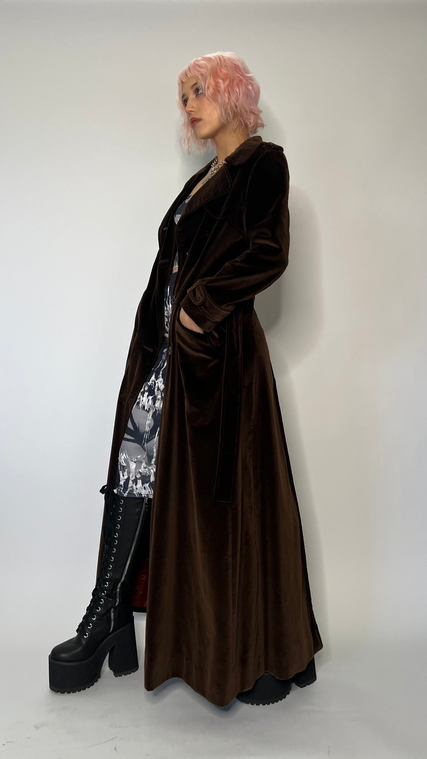 1960's CALVIN KLEIN Designer Velvet Trench Coat