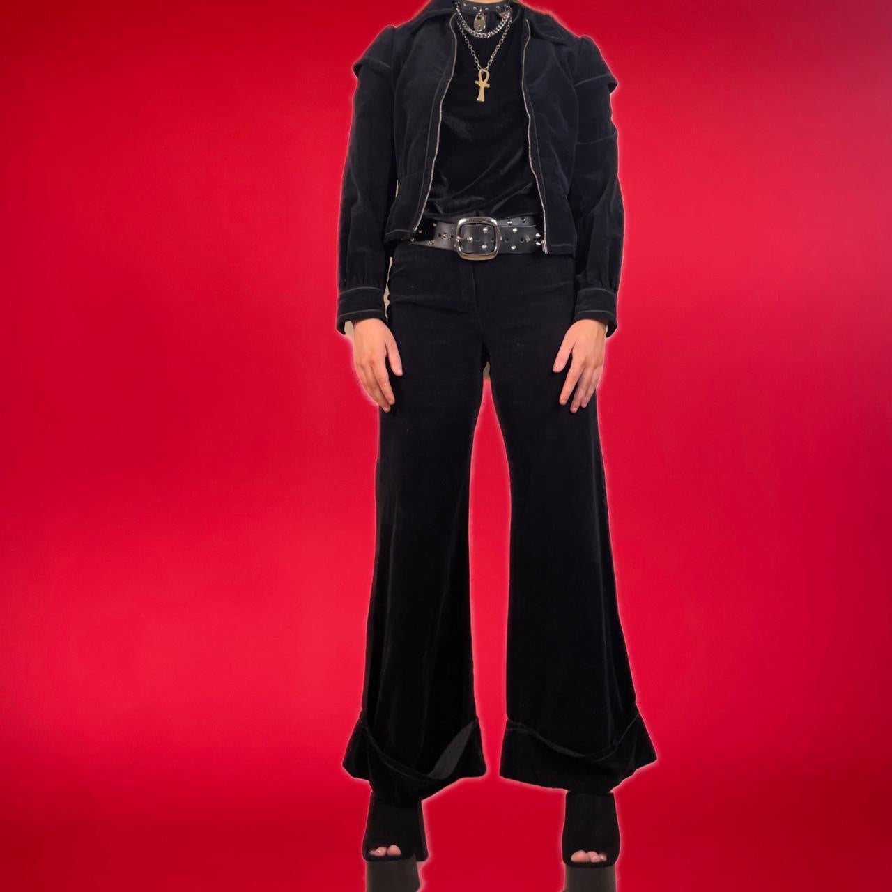 1970s velvet two piece flare pants & jacket