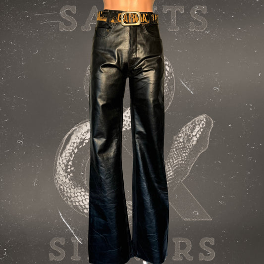 Black Leather Flare Pants