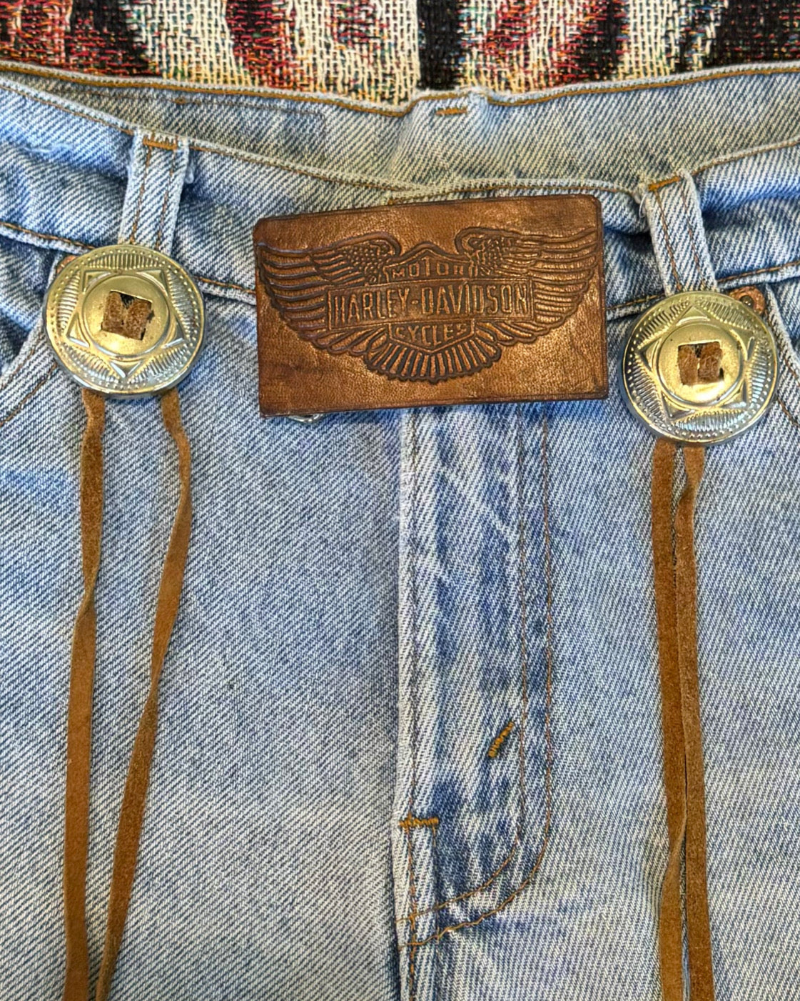 Vintage Leather Harley Davidson Belt Buckle