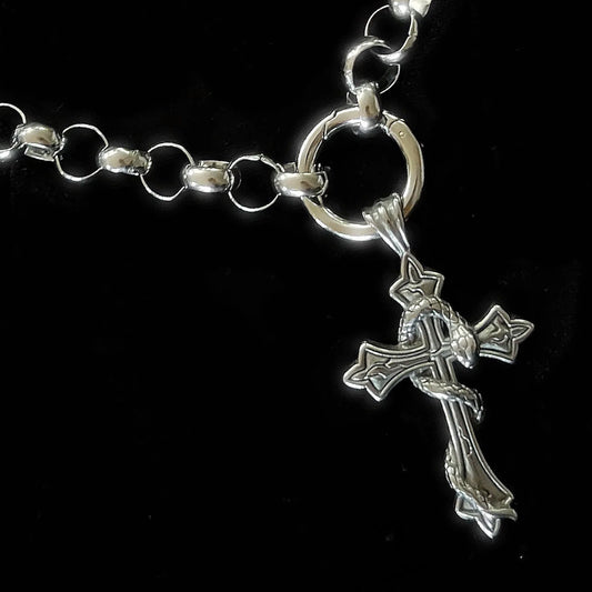 CRUCIFIED SERPENT - GOTHIC O RING NECKLACE