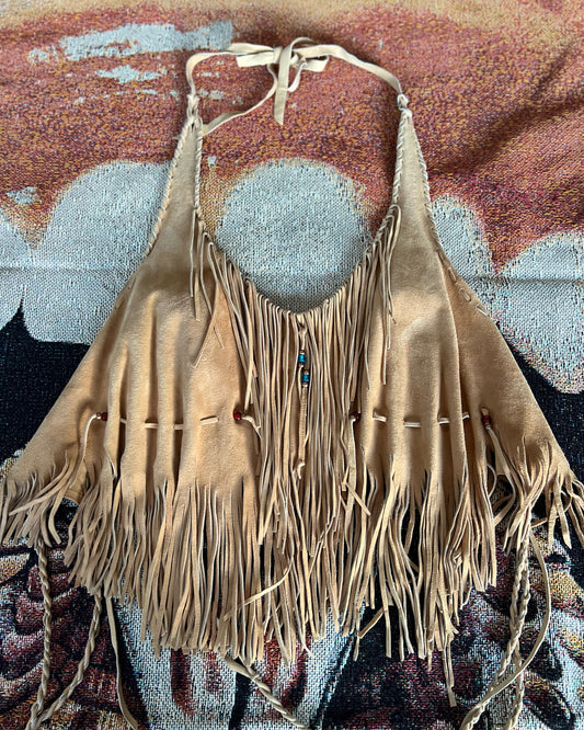 VINTAGE SUEDE LEATHER HALTER TOP