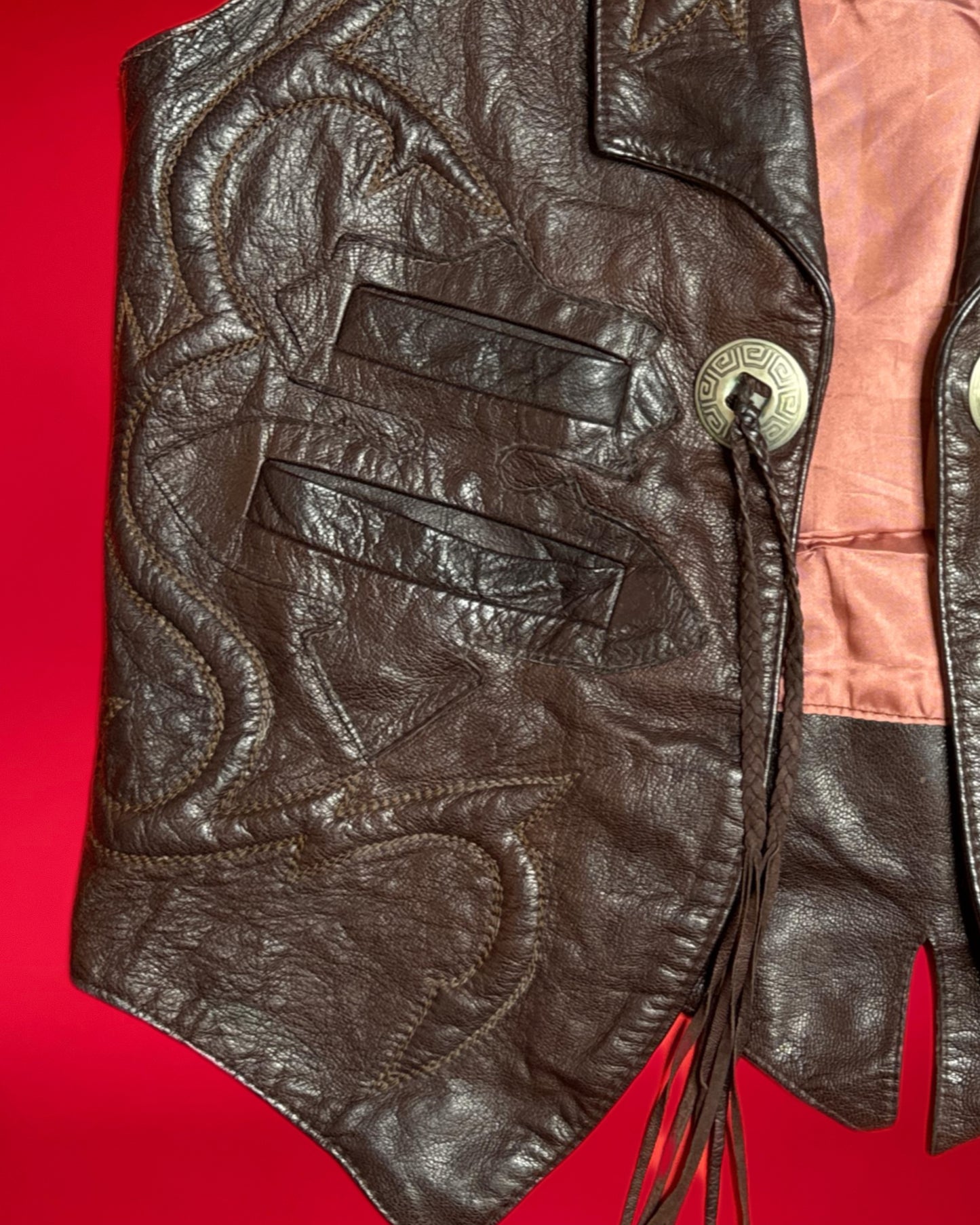 Mens 70s North Beach Leather Vest