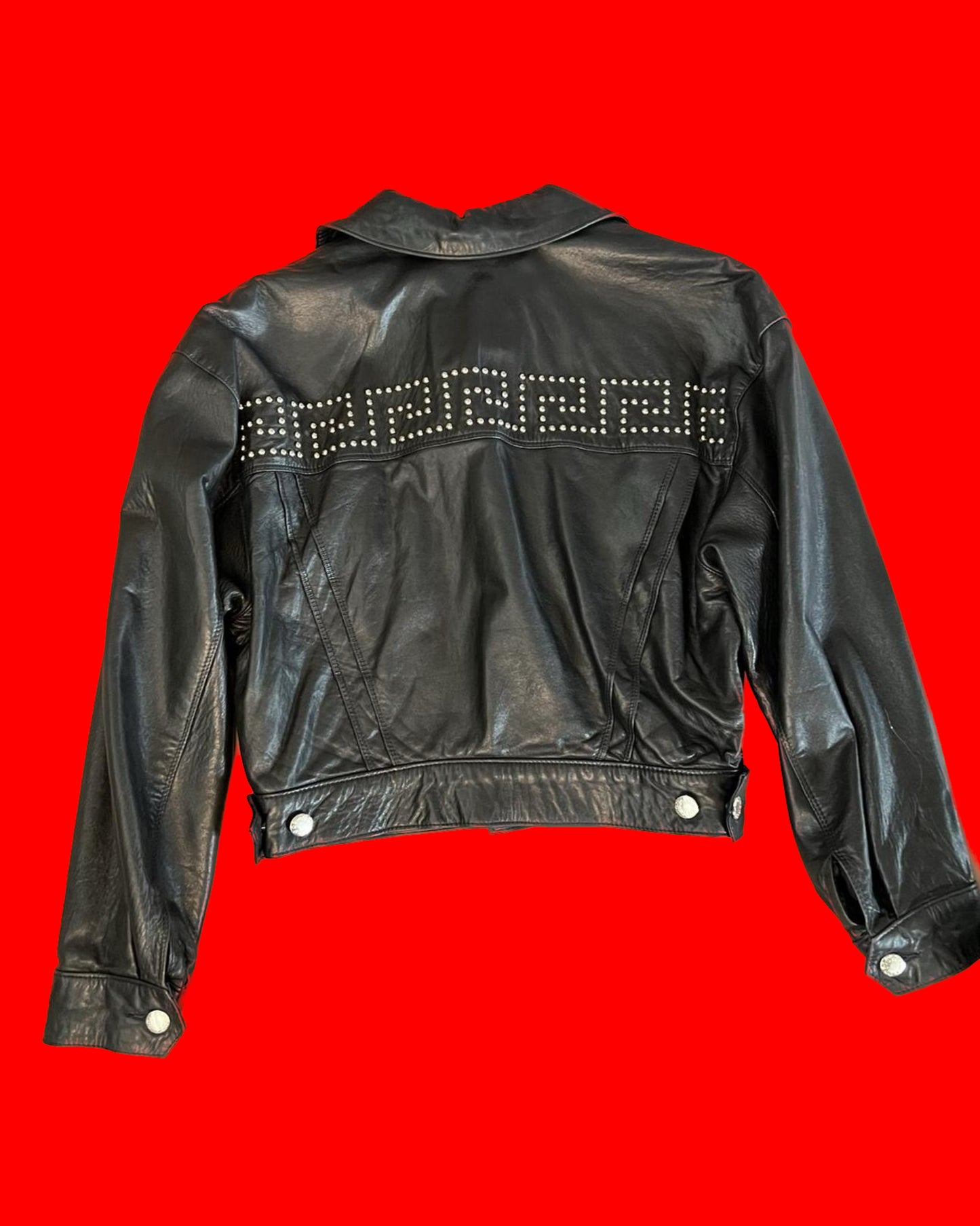 BLACK LEATHER STUDDED JACKET