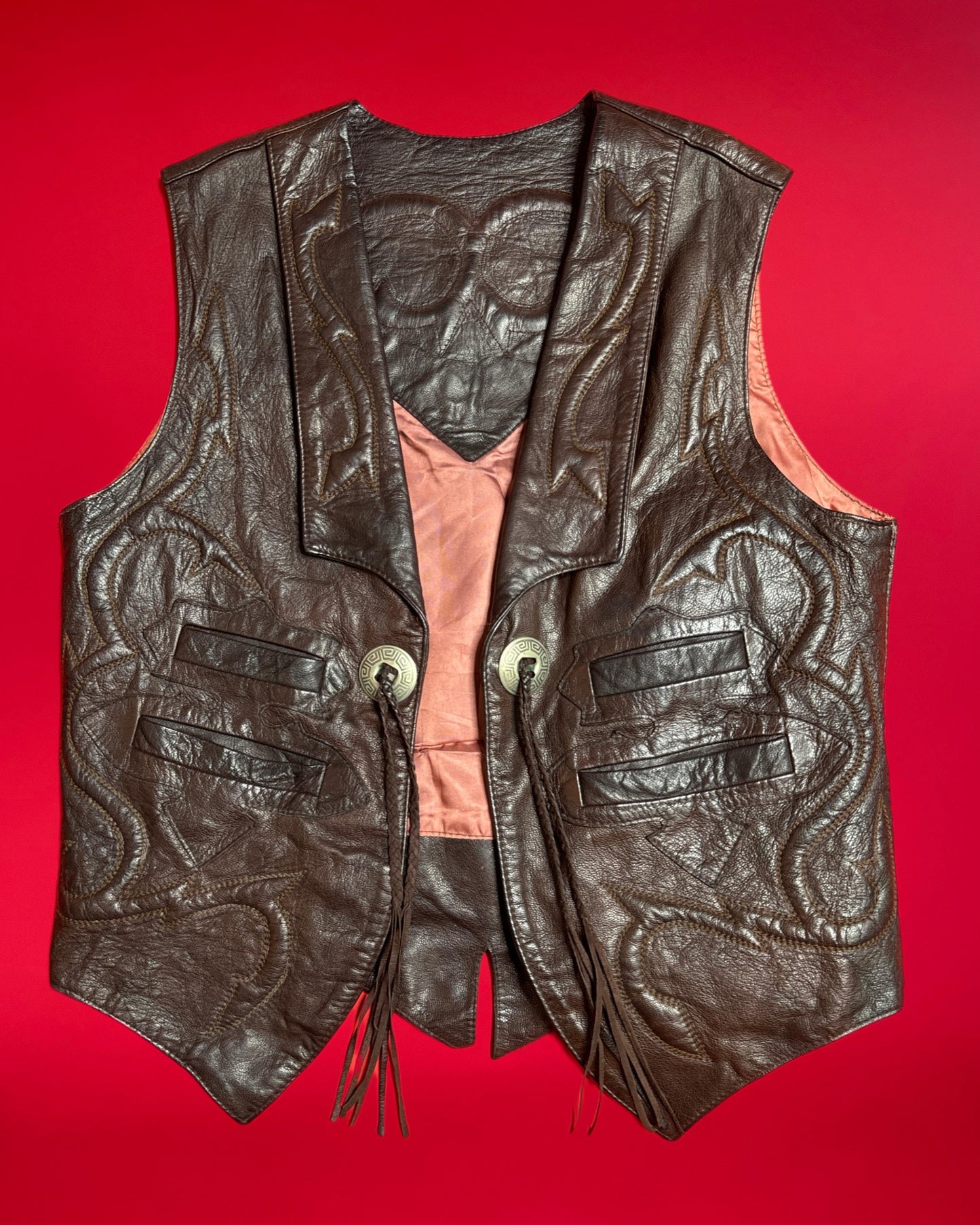 Mens 70s North Beach Leather Vest