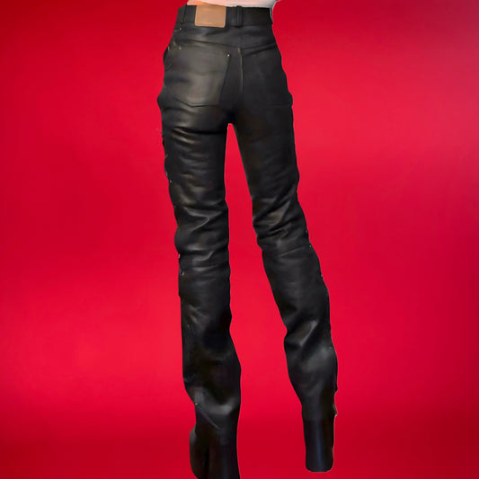 Black Leather lace up / pants