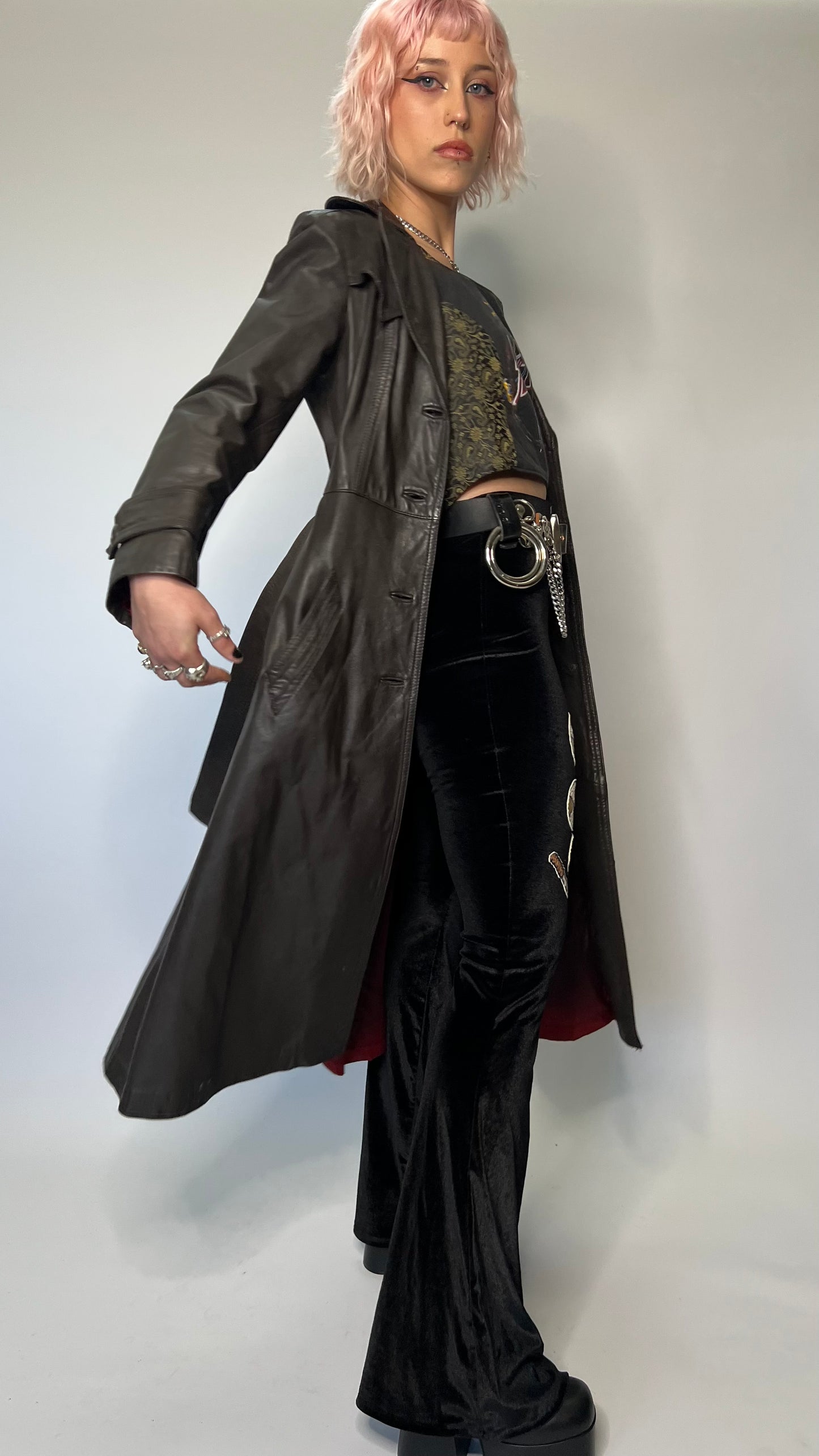 SUPER 70s  LEATHER TRENCH COAT