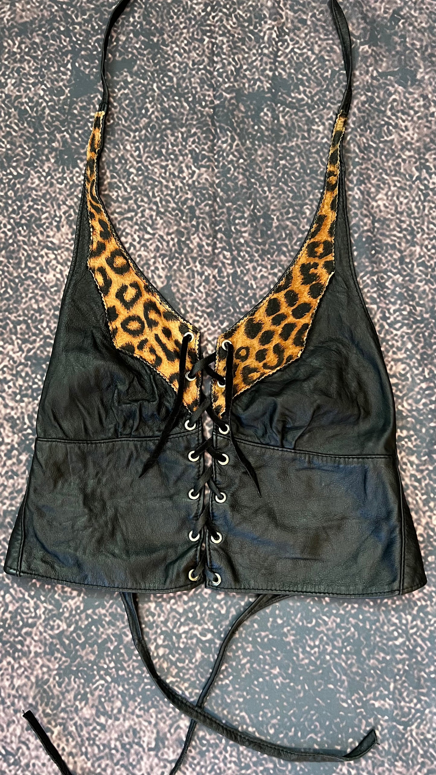 VINTAGE LEATHER HALTER TOP