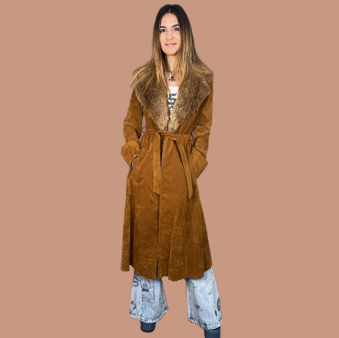 Vintage faux suede/velvety coat