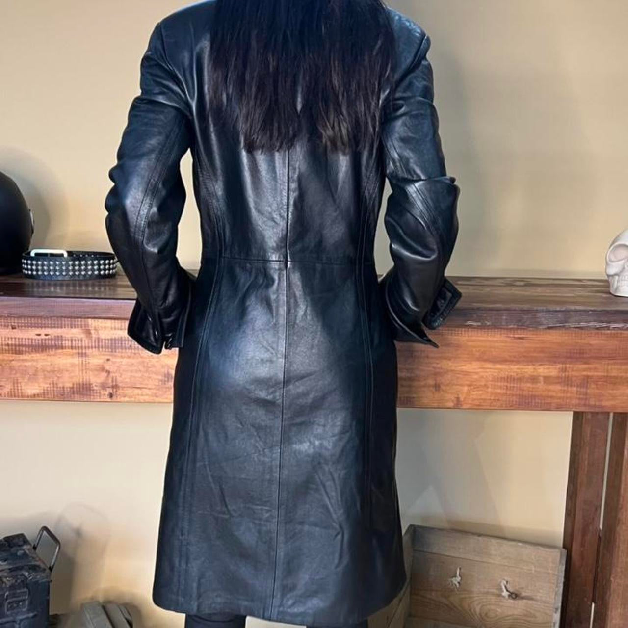 Vintage Yaygiz black long leather Coat