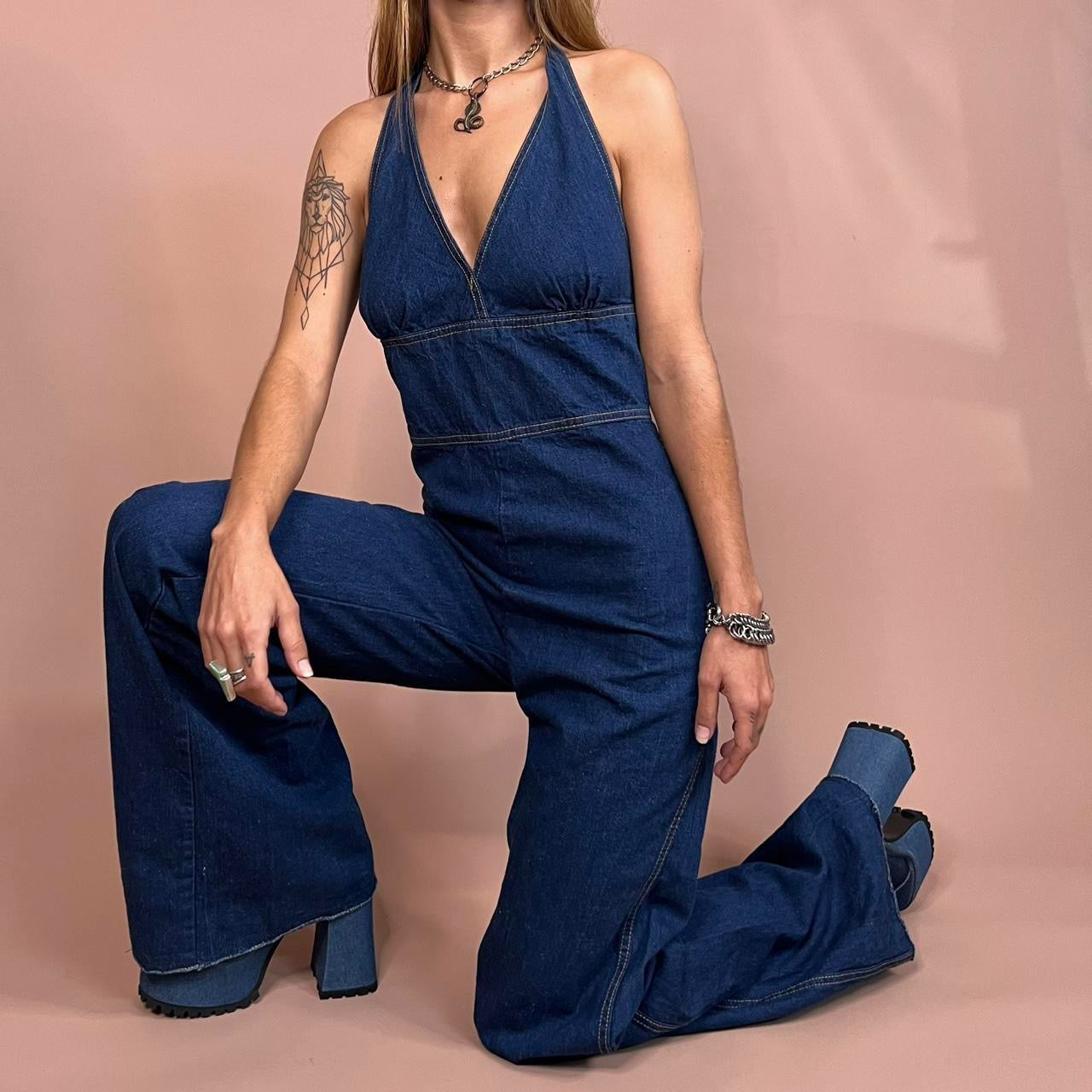 1970's vintage denim flare jumpsuit Saints and Sinners Vintage