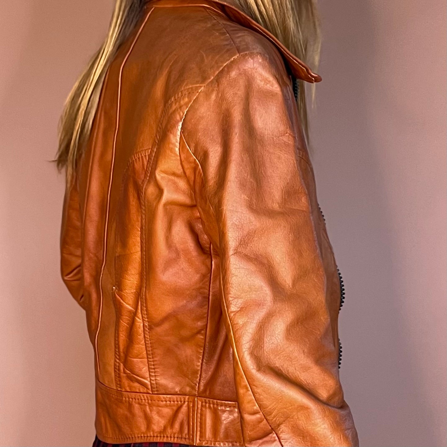Classic 1970s tan leather jacket