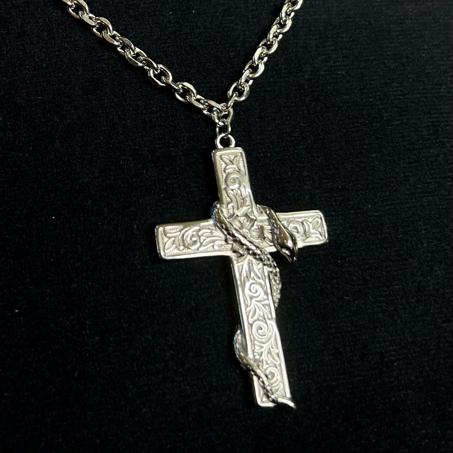 CRUCIFIED SERPENT NECKLACE