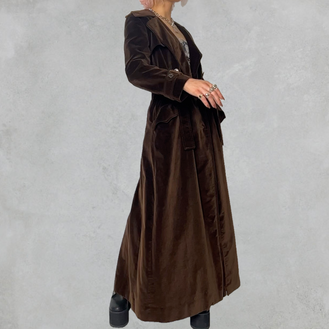 1960's CALVIN KLEIN Designer Velvet Trench Coat