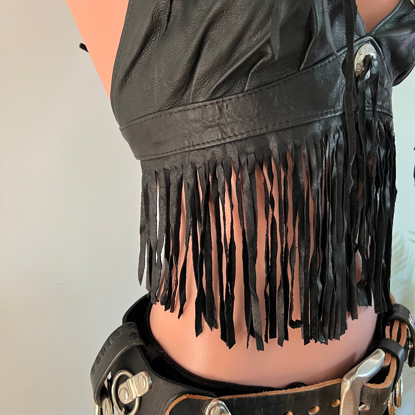 DEADSTOCK 90s LEATHER HALTER TOP