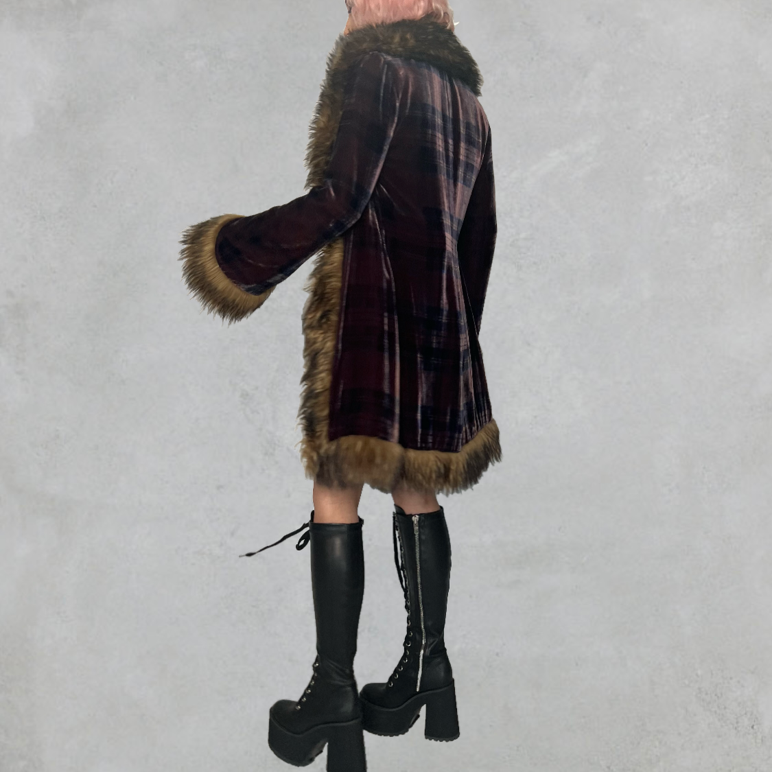 BETSEY JOHNSON VELVET FAUX FUR COAT Saints Sinners Vintage