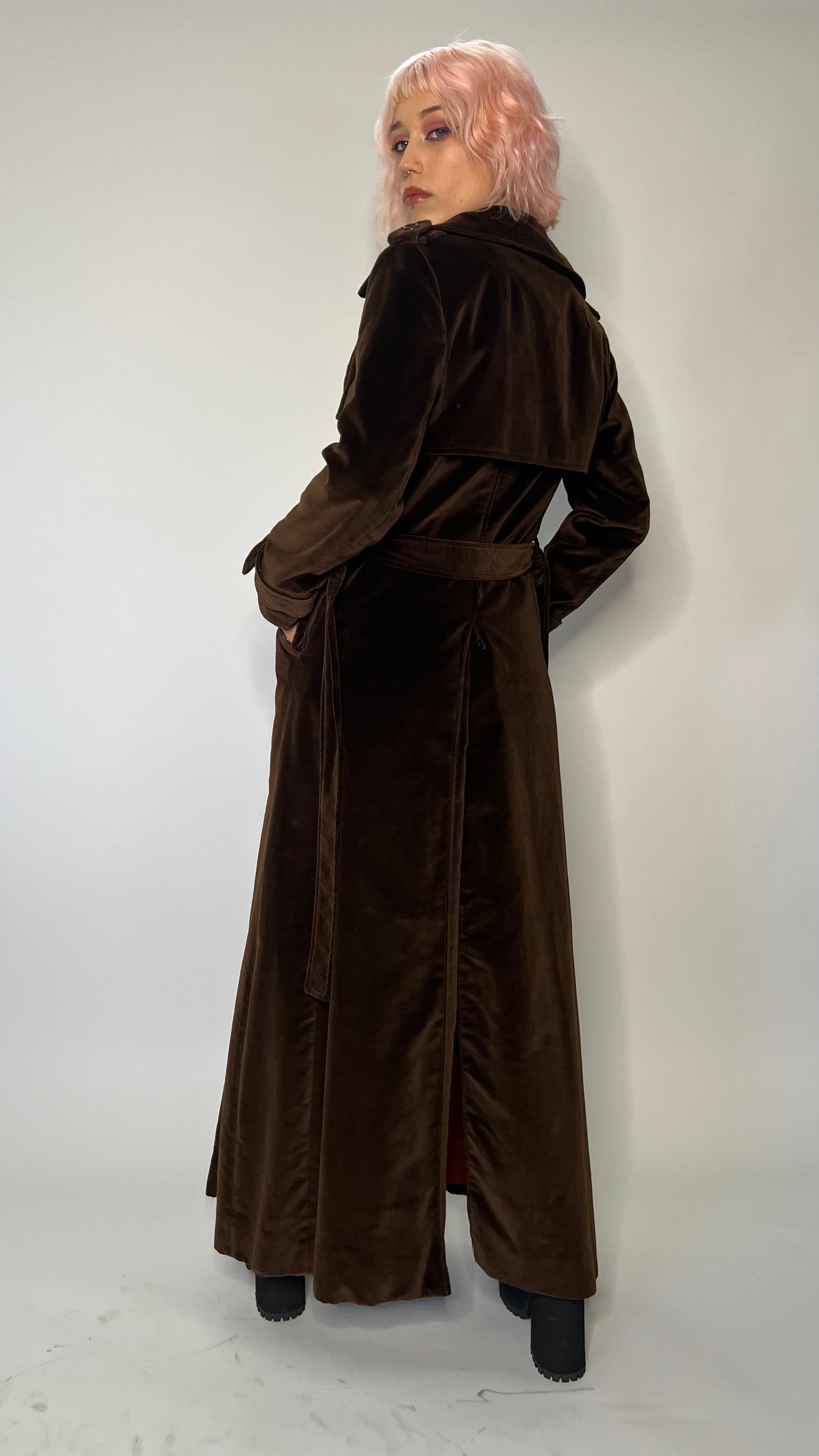 1960's CALVIN KLEIN Designer Velvet Trench Coat