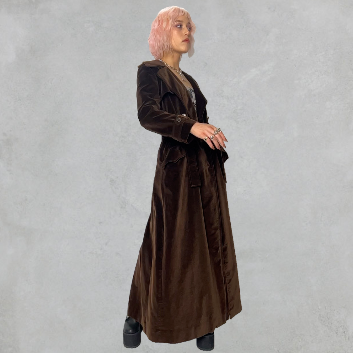 1960's CALVIN KLEIN Designer Velvet Trench Coat