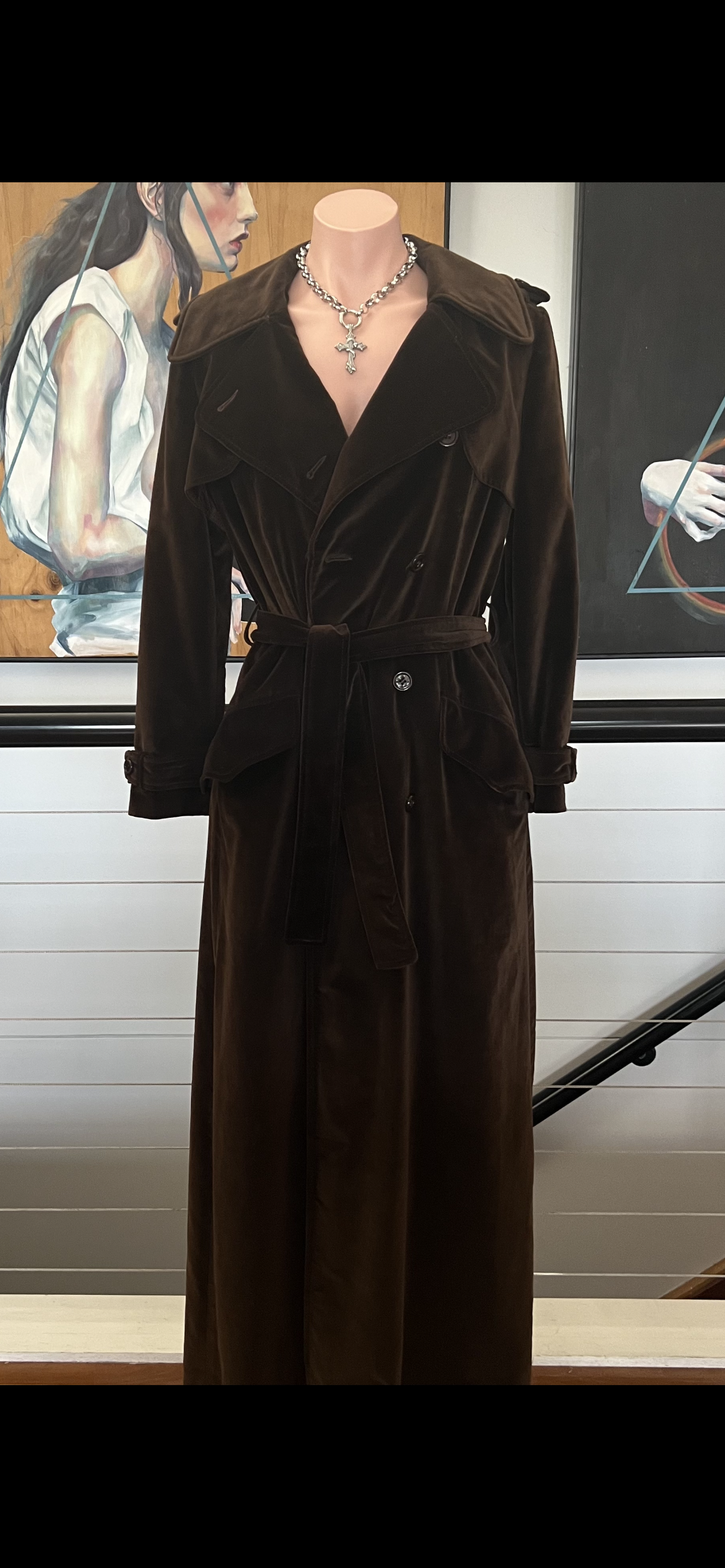 1960's CALVIN KLEIN Designer Velvet Trench Coat